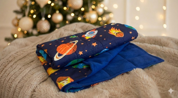 Záťažová prikrývka Vesmír 100x150 , 4kg, zobrazený vzor : 58, polar: zafir